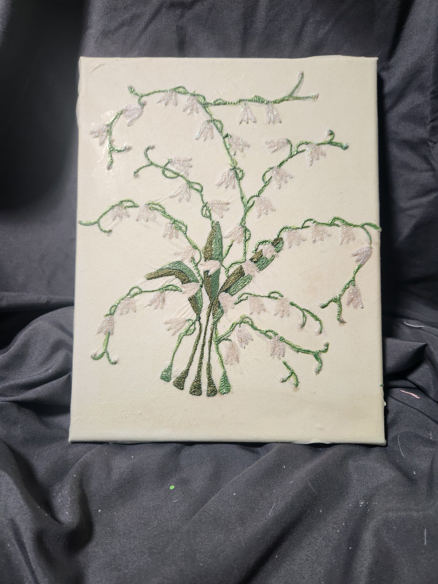 Lily of the valley embroidered art