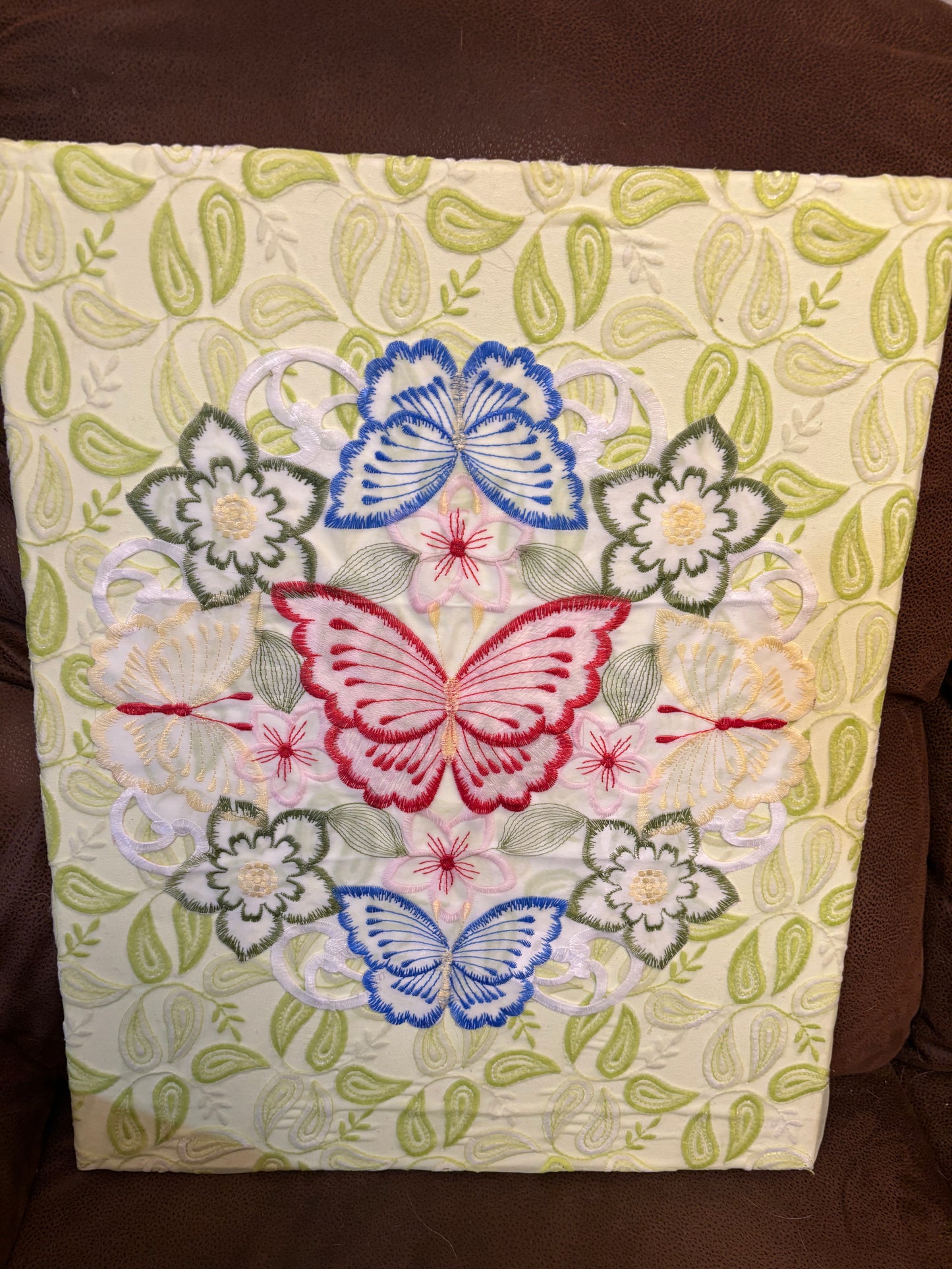 Embroidered lace artwork