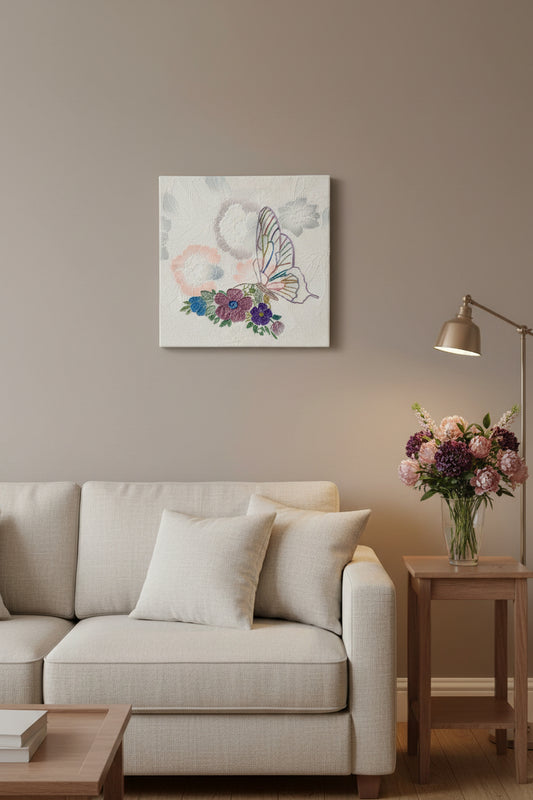 Embroidered Lace Canvas - Floral Butterfly