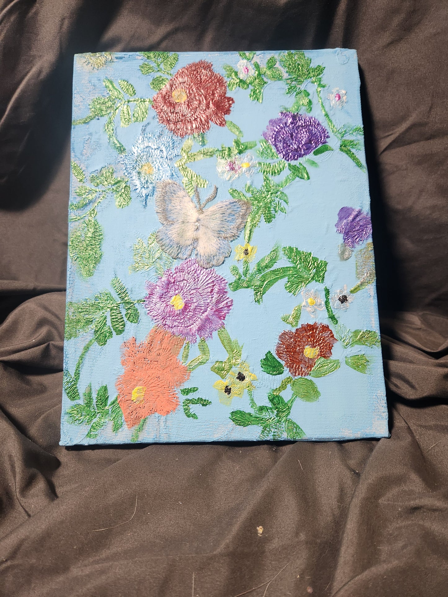 Painted Lace Canvas - Spring Flowers