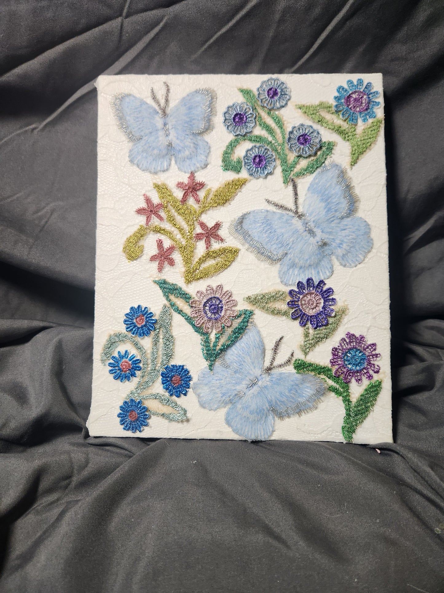 Lace Canvas - Blue Butterflies
