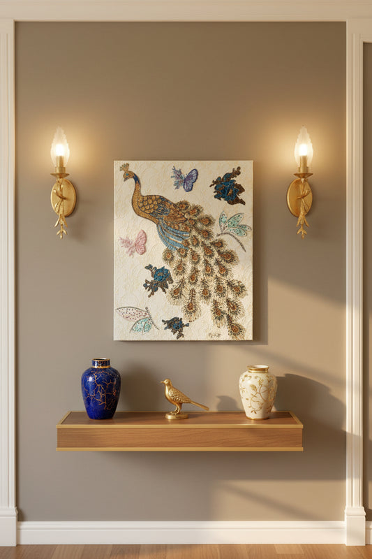 Blue Lace Canvas - Peacock