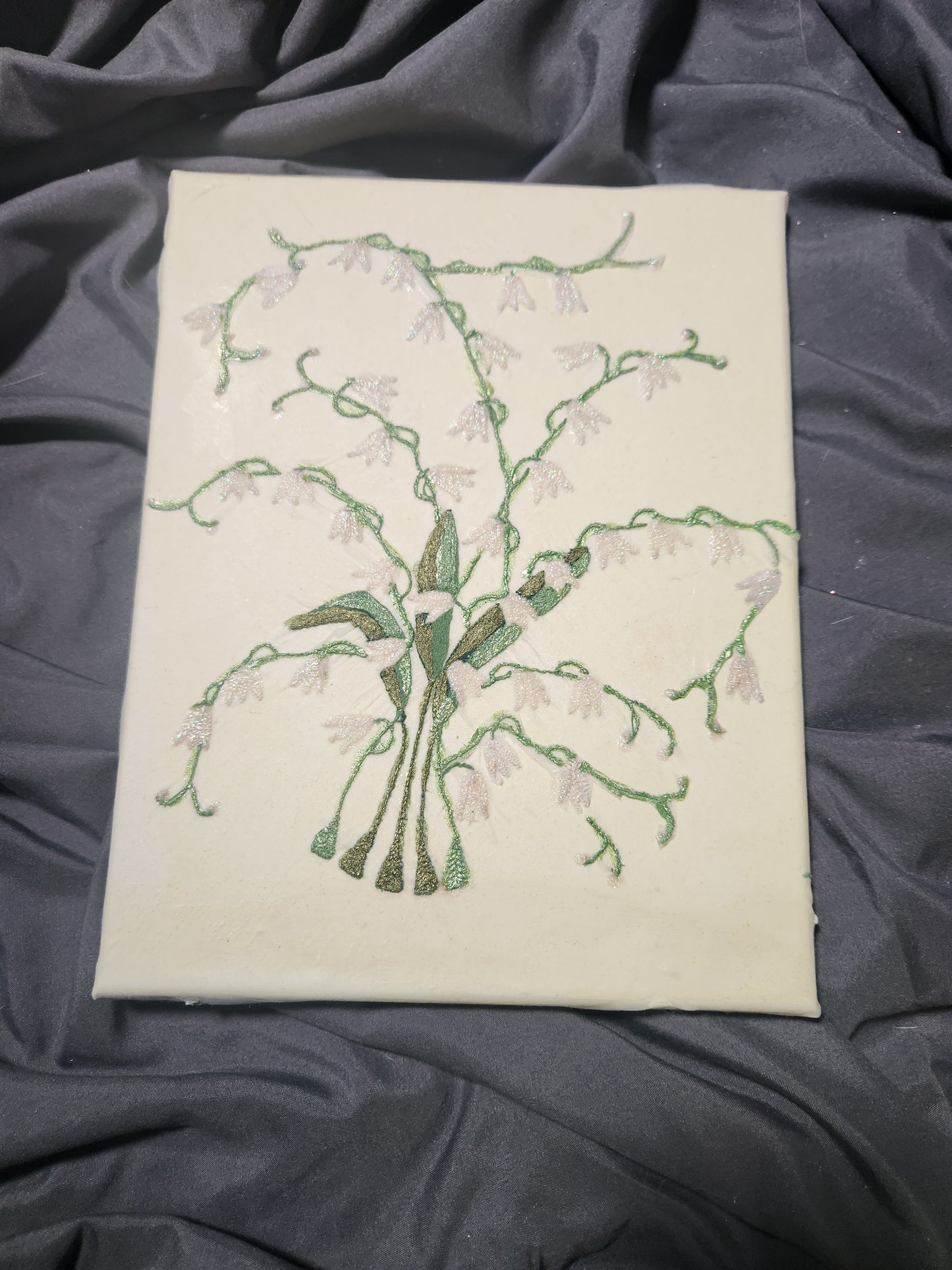 Lily of the valley embroidered art